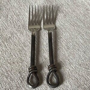 Vintage Stainless Steel Forks Loop Knot Handle Flatware Made in Thailand